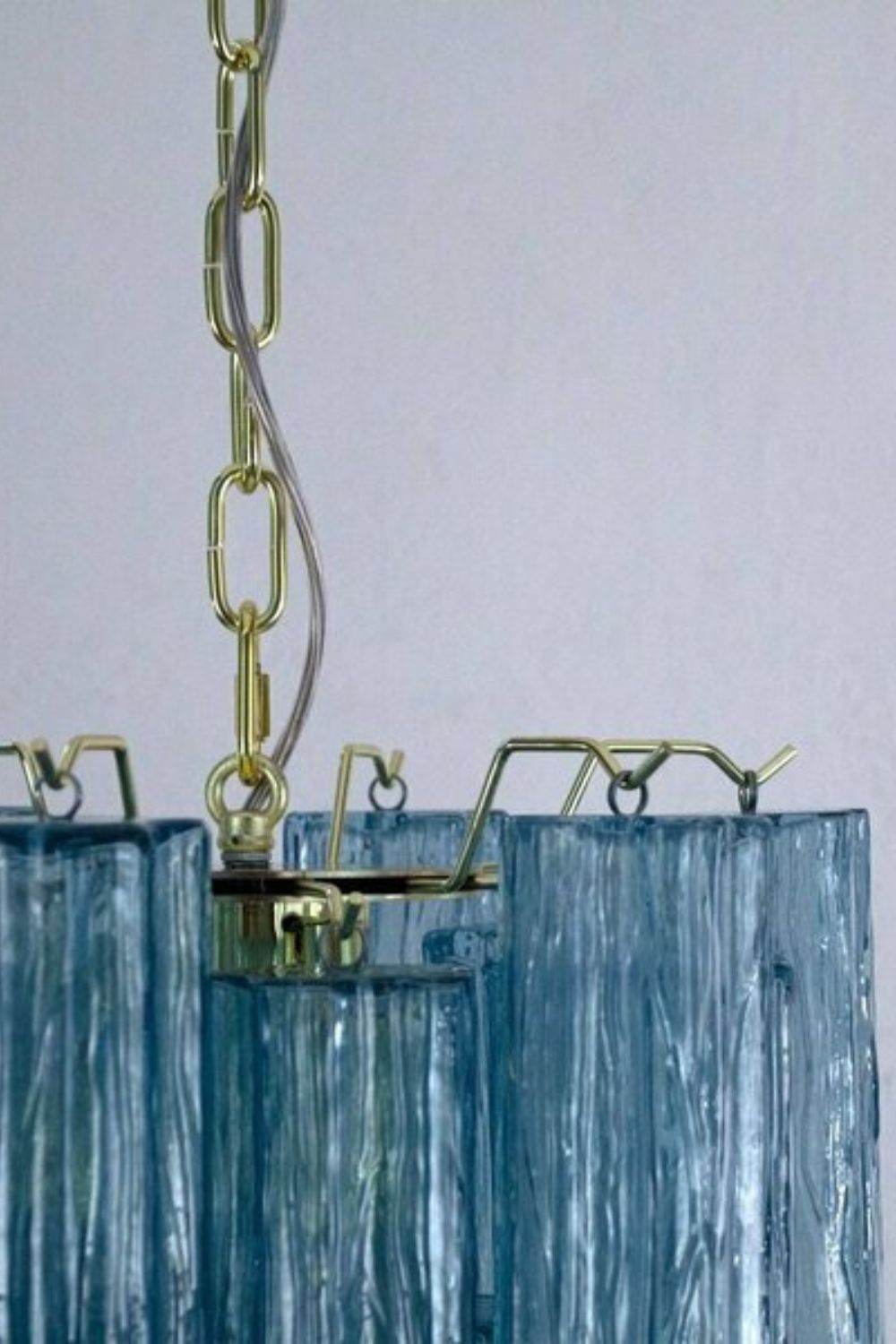 Retro Suspension Lamp with Blue Art Glass Tubes - view 11 | vexalamps