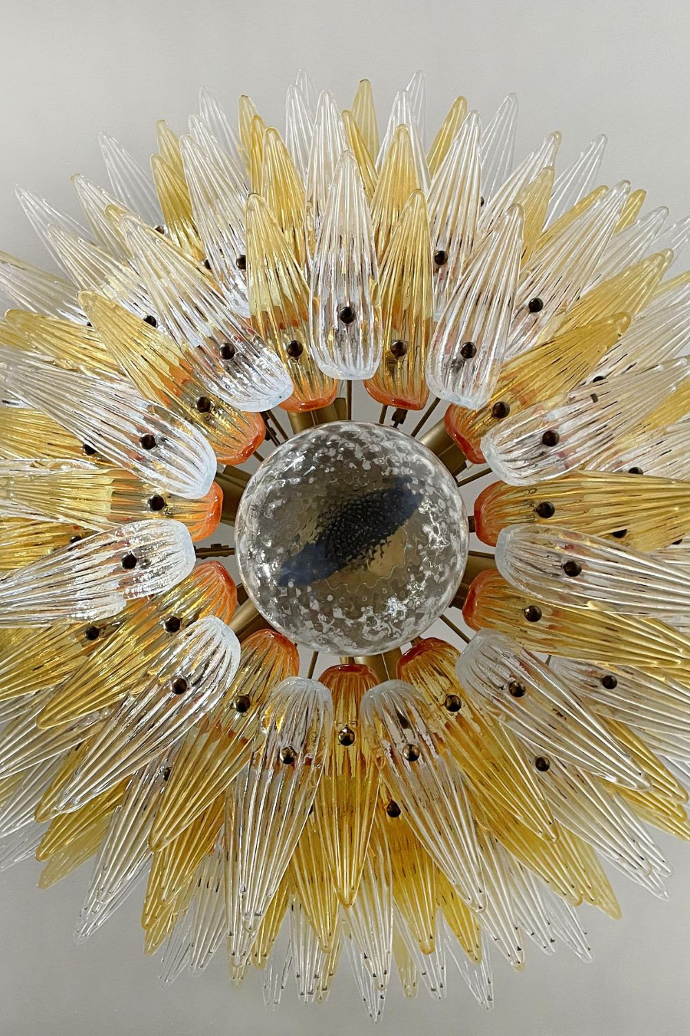 Amber and Clear Art Glass Palmette Chandelier - view 16 | vexalamps
