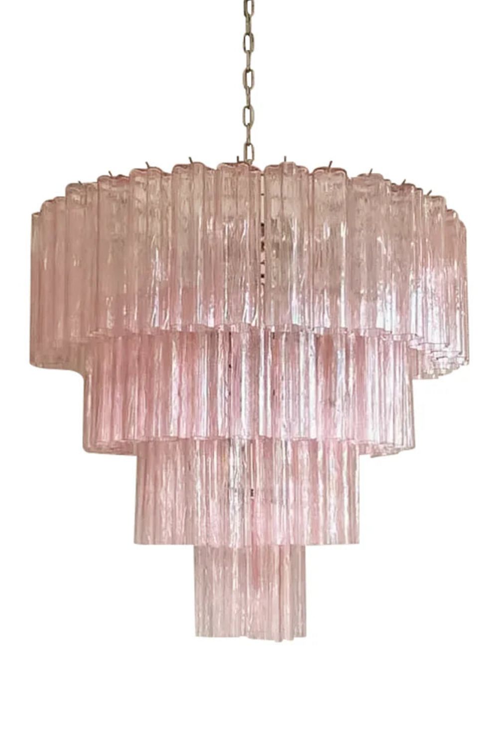 Large Pink Art Glass Tiered Chandelier - view 12 | vexalamps