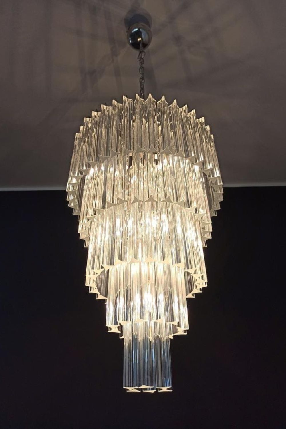 Transparent Art Glass Prism Tiered Chandelier - view 14 | vexalamps
