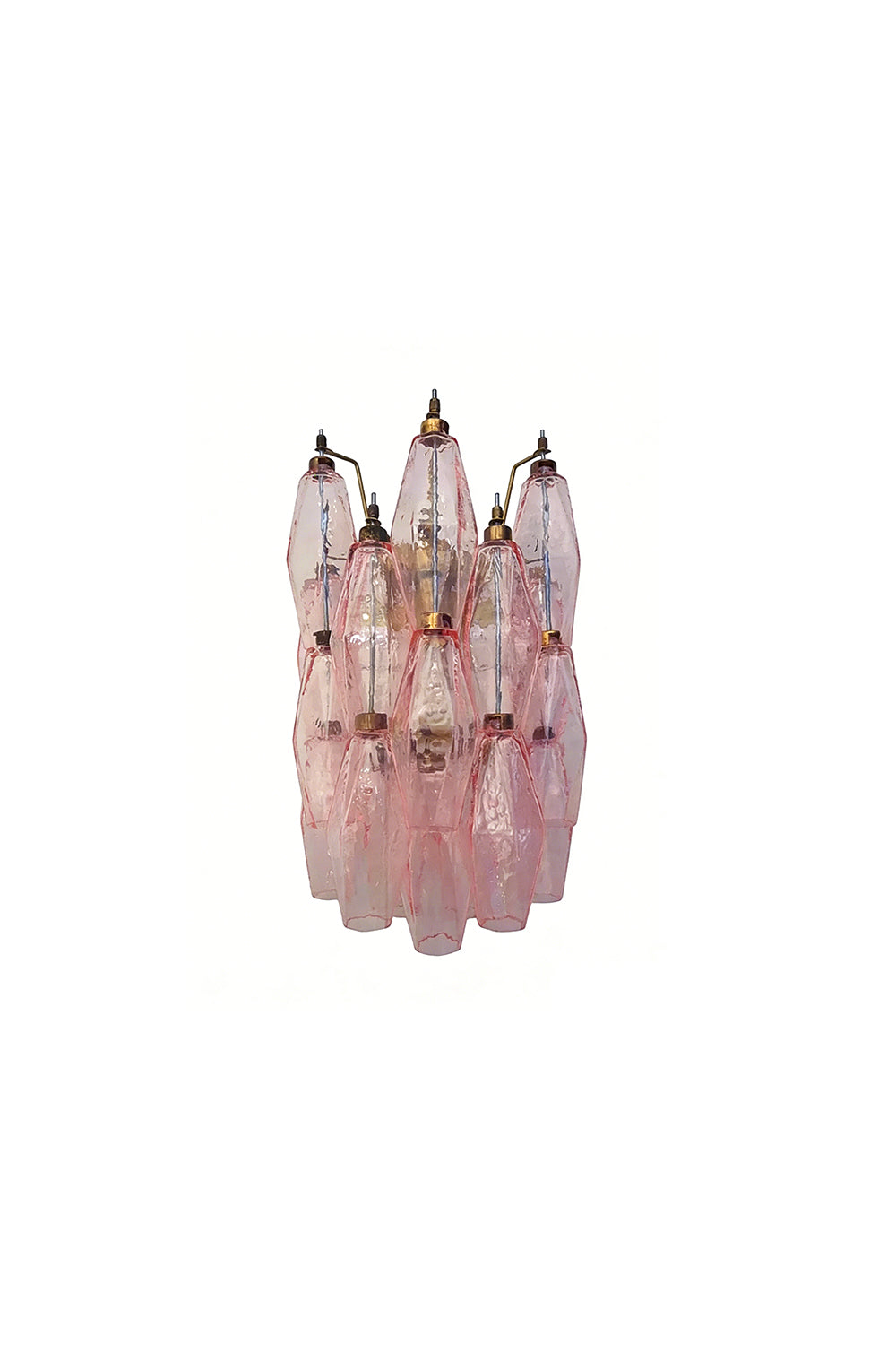 Unlit pink polyhedral glass wall lamp | Metal, Glass | Front product view isolated on white background | vexa lamps