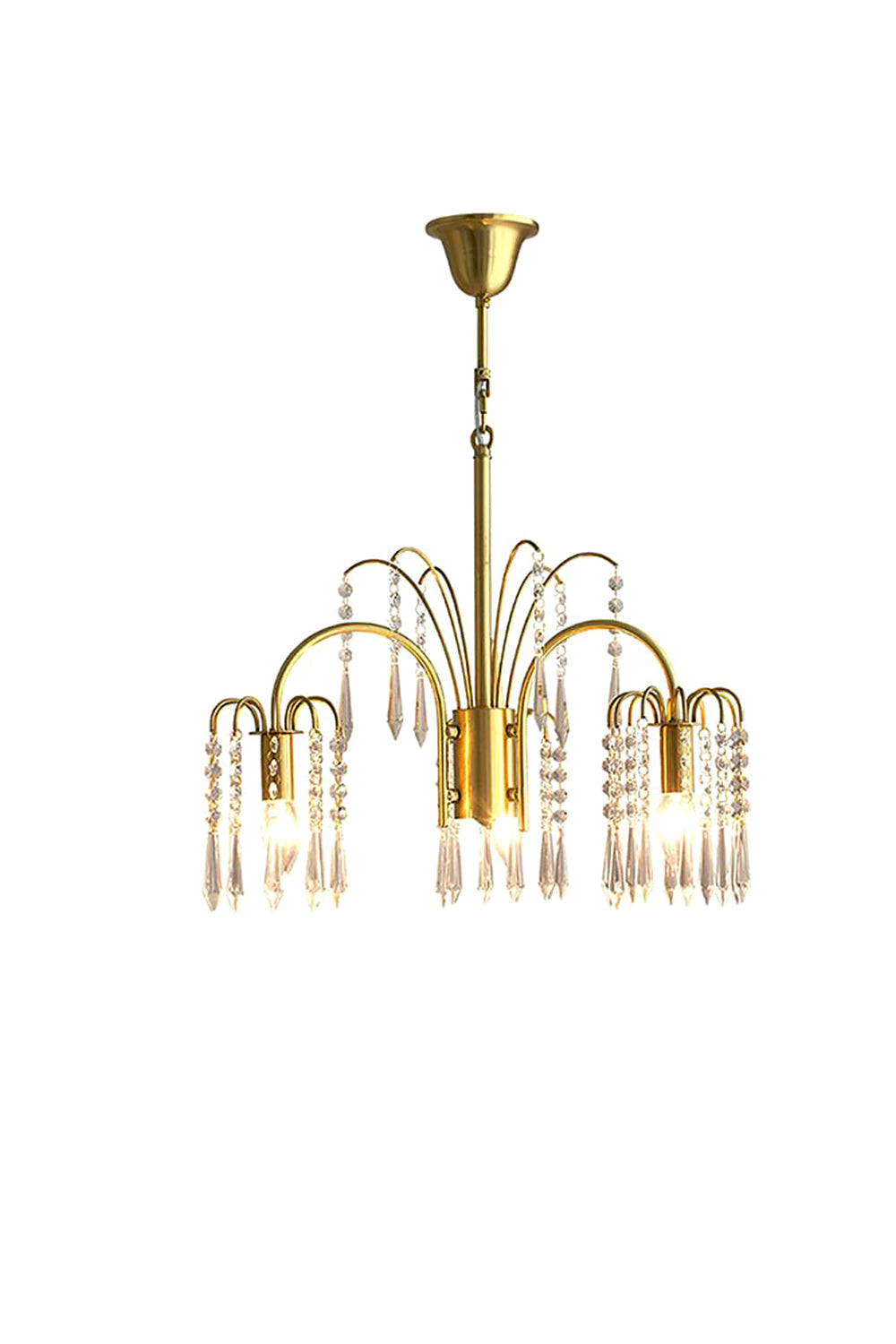 Brass Halo Arched-Arm Crystal Chandelier - view 19 | vexalamps