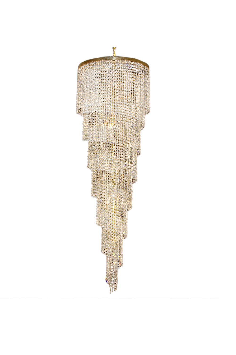 Crystal Spiral Double Volume Chandelier - vexalamps