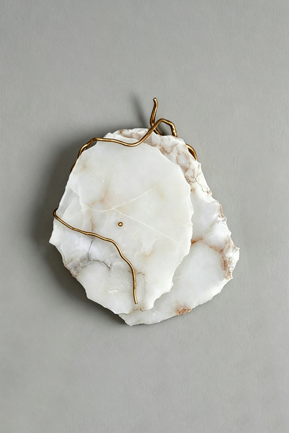 Double layer Arboreal Alabaster Wall Lamp featuring layered alabaster panels with decorative gold accents.