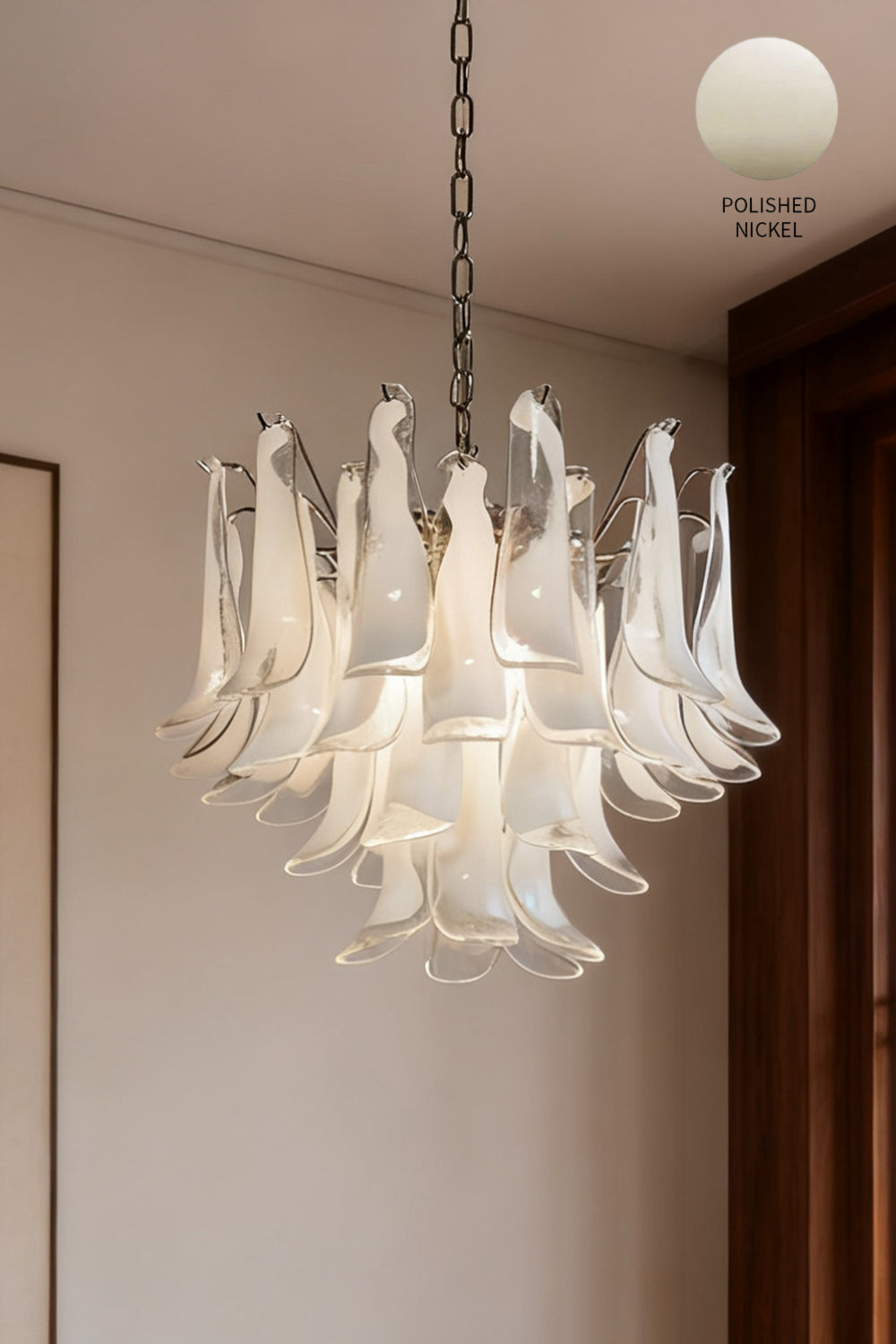 Art Tiered White Petals Chandelier - view 20 | vexalamps