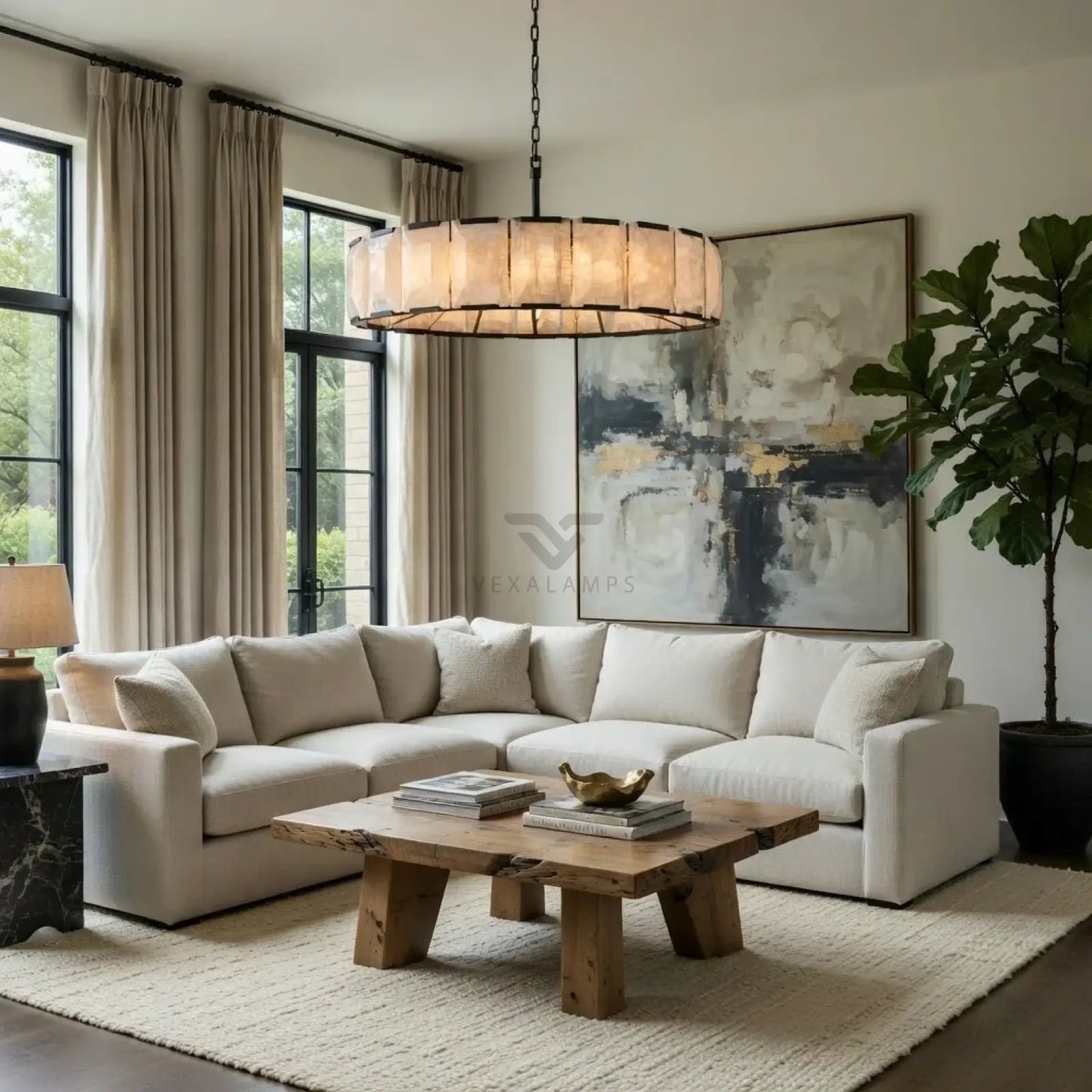 Brookhill Alabaster Round Chandelier 43’’ - Chandelier
