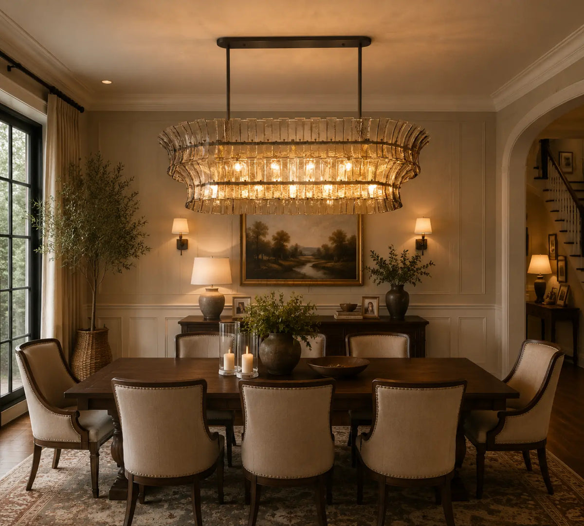 Romanion Glass Linear Chandelier