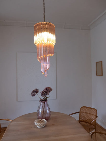 Pink Art Glass Prism Spiral Chandelier - view 7 | vexalamps