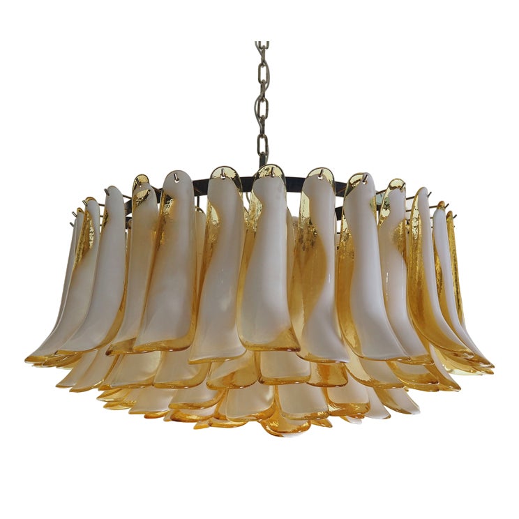 Amber Art Glass Petal Chandelier - view 14 | vexalamps