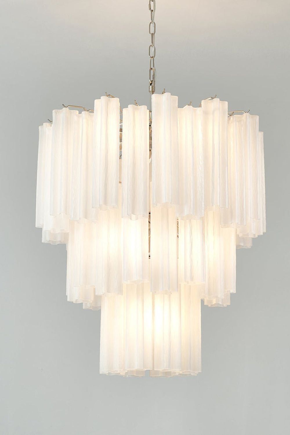 Three-tier Art frosted white glass chandelier - view 8 | vexalamps