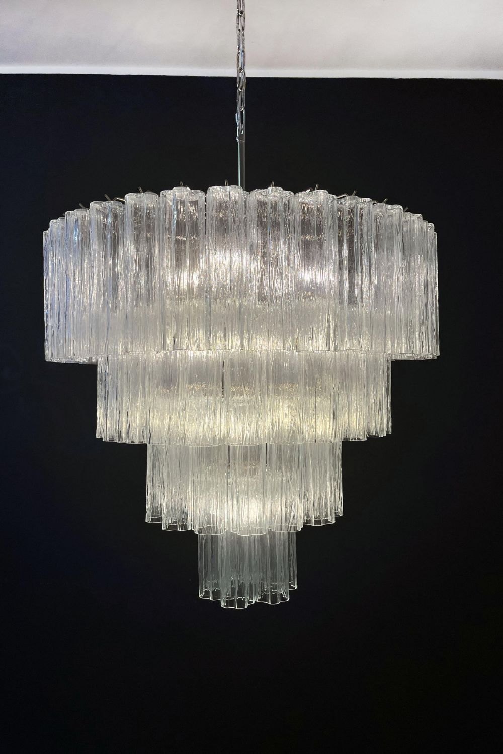 Art clear glass tiered chandelier - view 12 | vexalamps