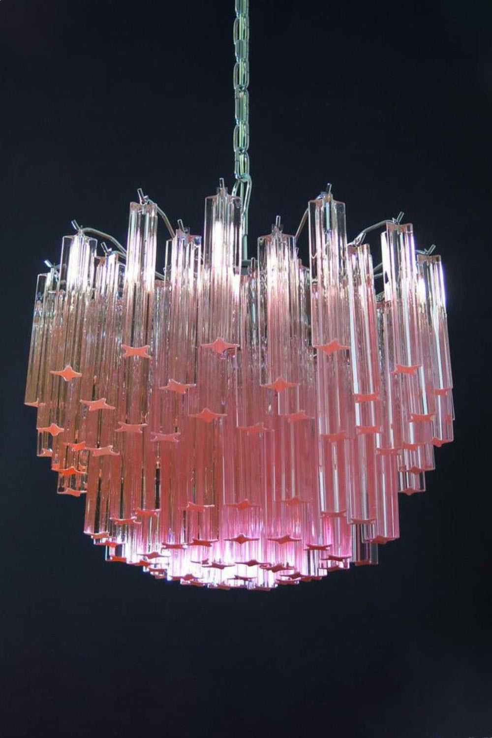Venetian Pink Crystal Tube Art Chandelier - view 5 | vexalamps