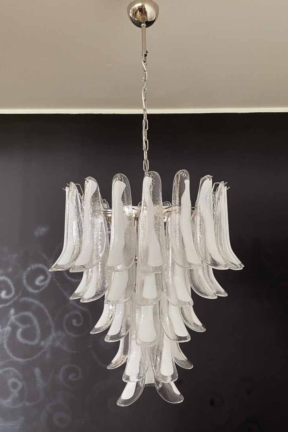 Clear Art Glass Petal Chandelier - view 9 | vexalamps