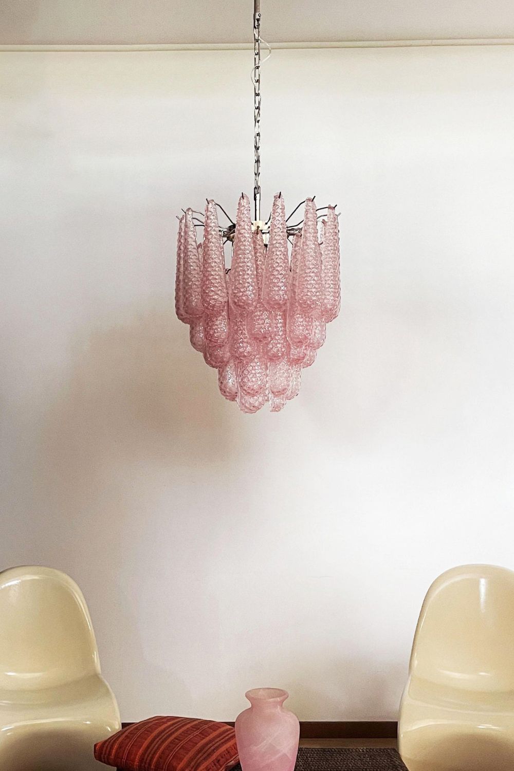 Pink Art Glass Teardrop Chandelier - view 10 | vexalamps