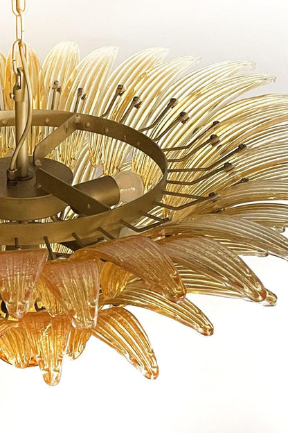 Amber Art Glass Palmette  Chandelier - view 12 | vexalamps