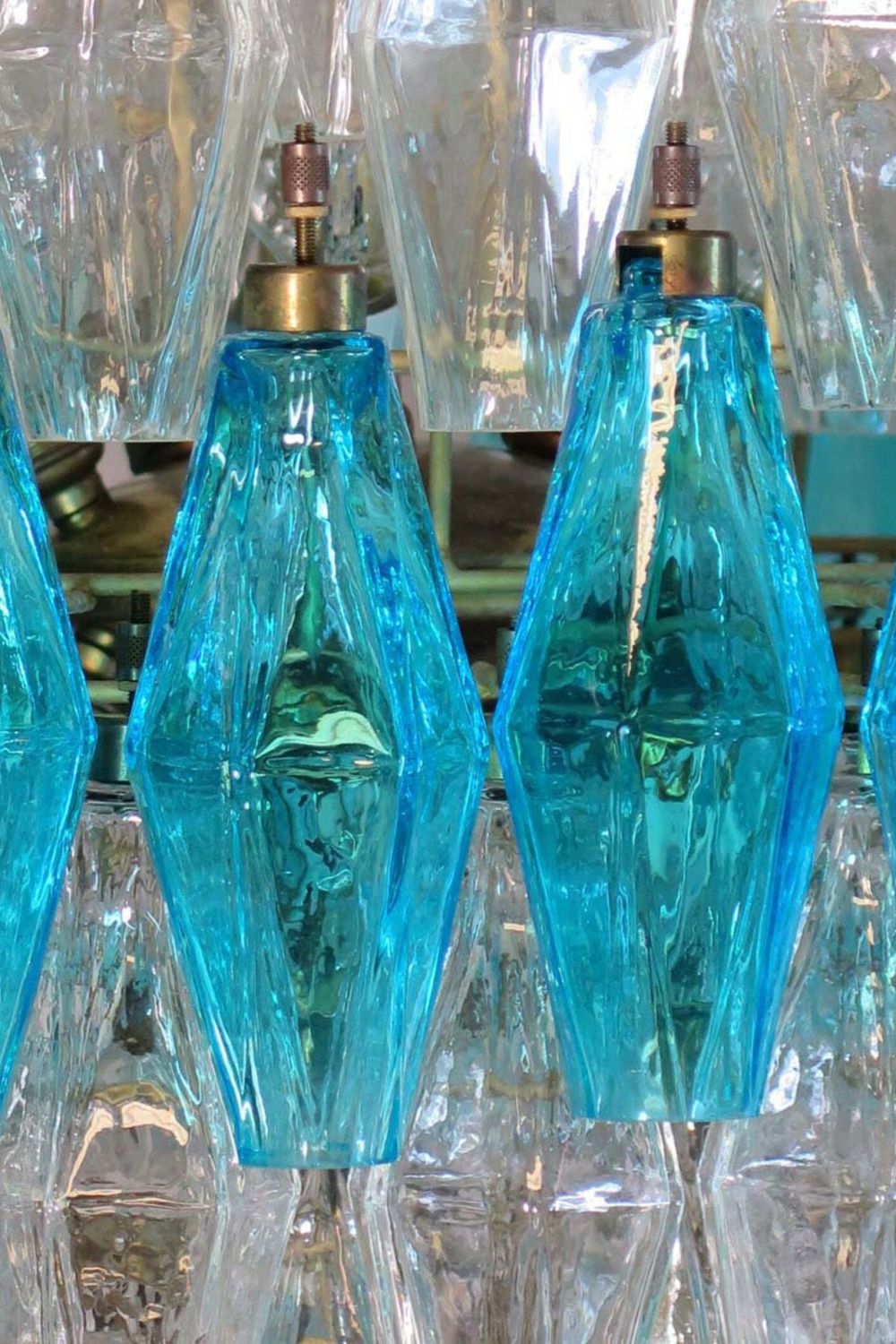 Blue and clear Art glass spherical chandelier - view 11 | vexalamps