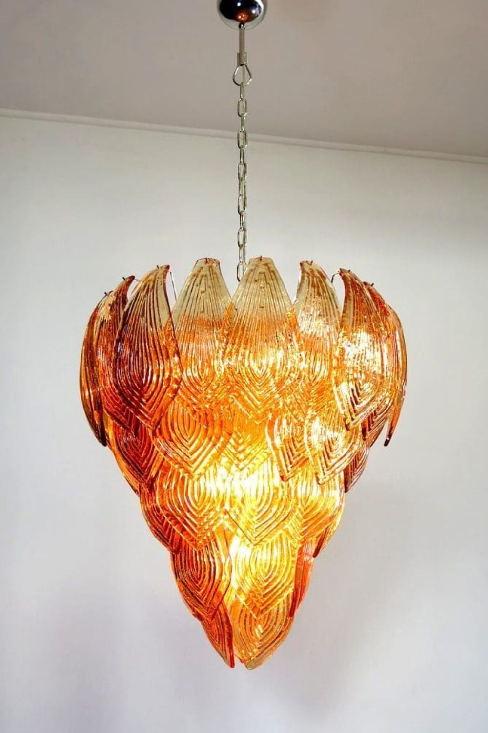 Art Style Amber Felci Glass Chandelier - view 4 | vexalamps