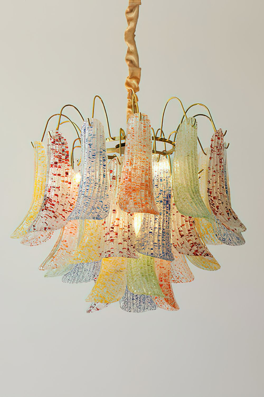 Mazzega Art Petal Stained Glass Chandelier - view 12 | vexalamps