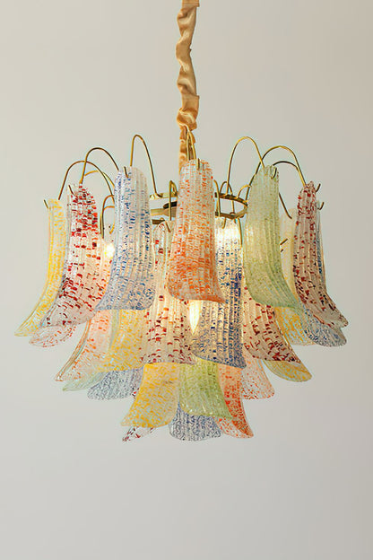 Mazzega Art Petal Stained Glass Chandelier - view 12 | vexalamps