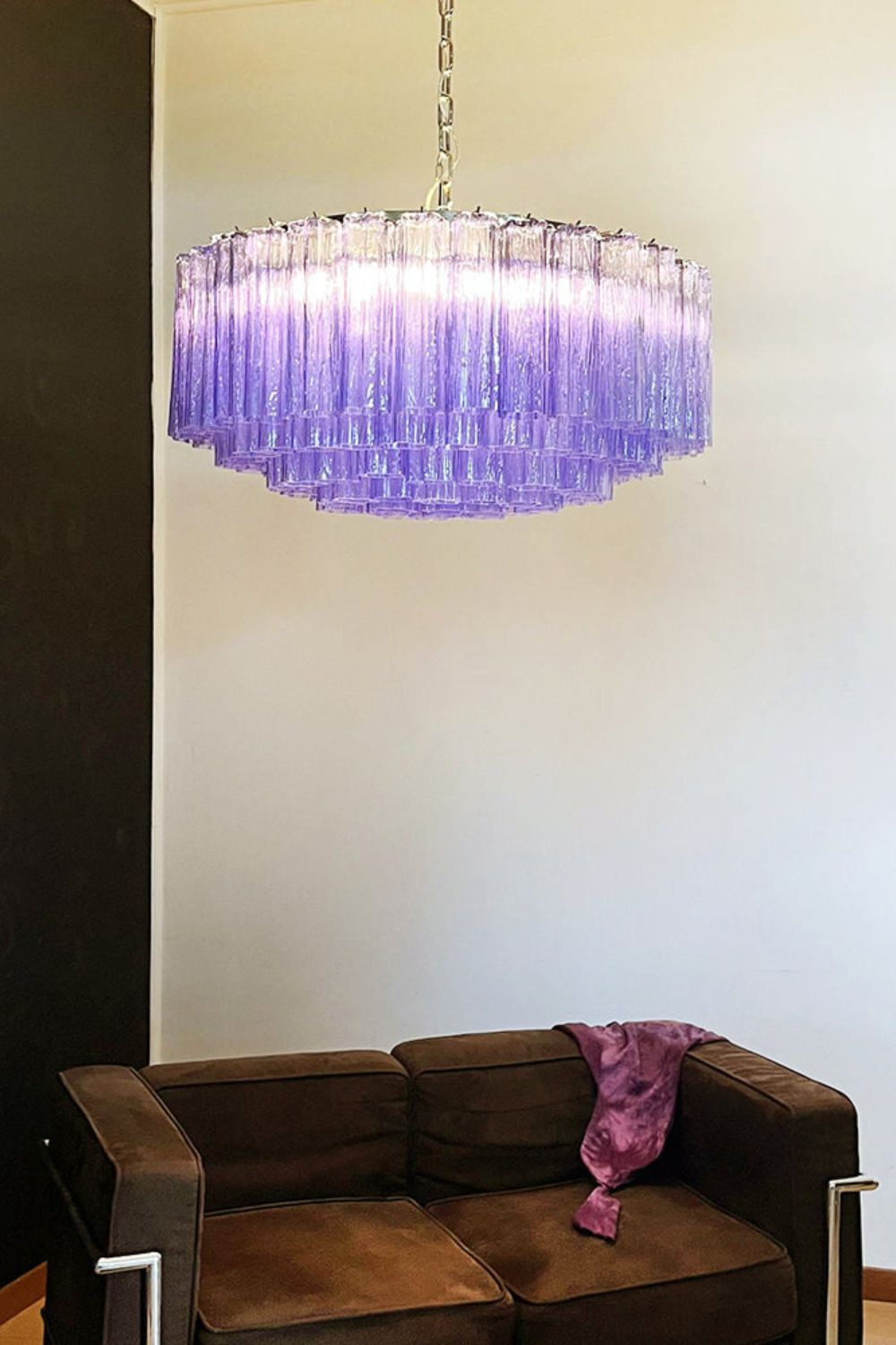 Italian Modernist Purple Art Glass Tube Chandelier - view 9 | vexalamps