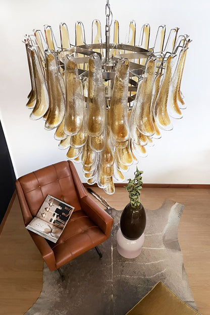 Amber Art Glass Petal Cascade Chandelier - view 10 | vexalamps