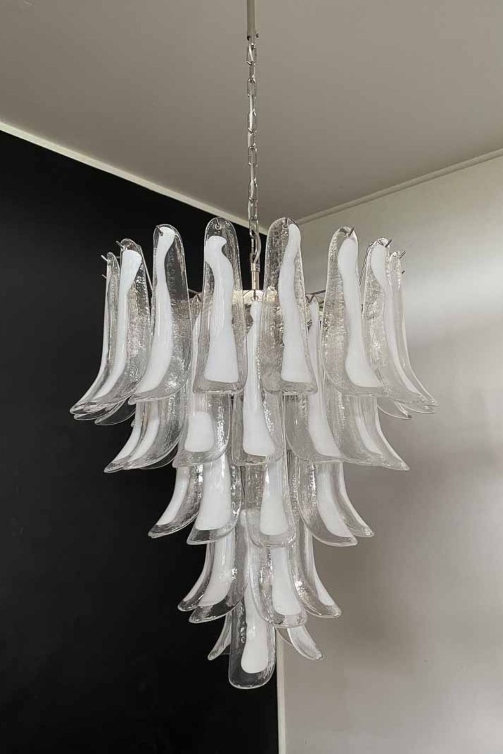 Clear Art Glass Petal Chandelier - view 10 | vexalamps