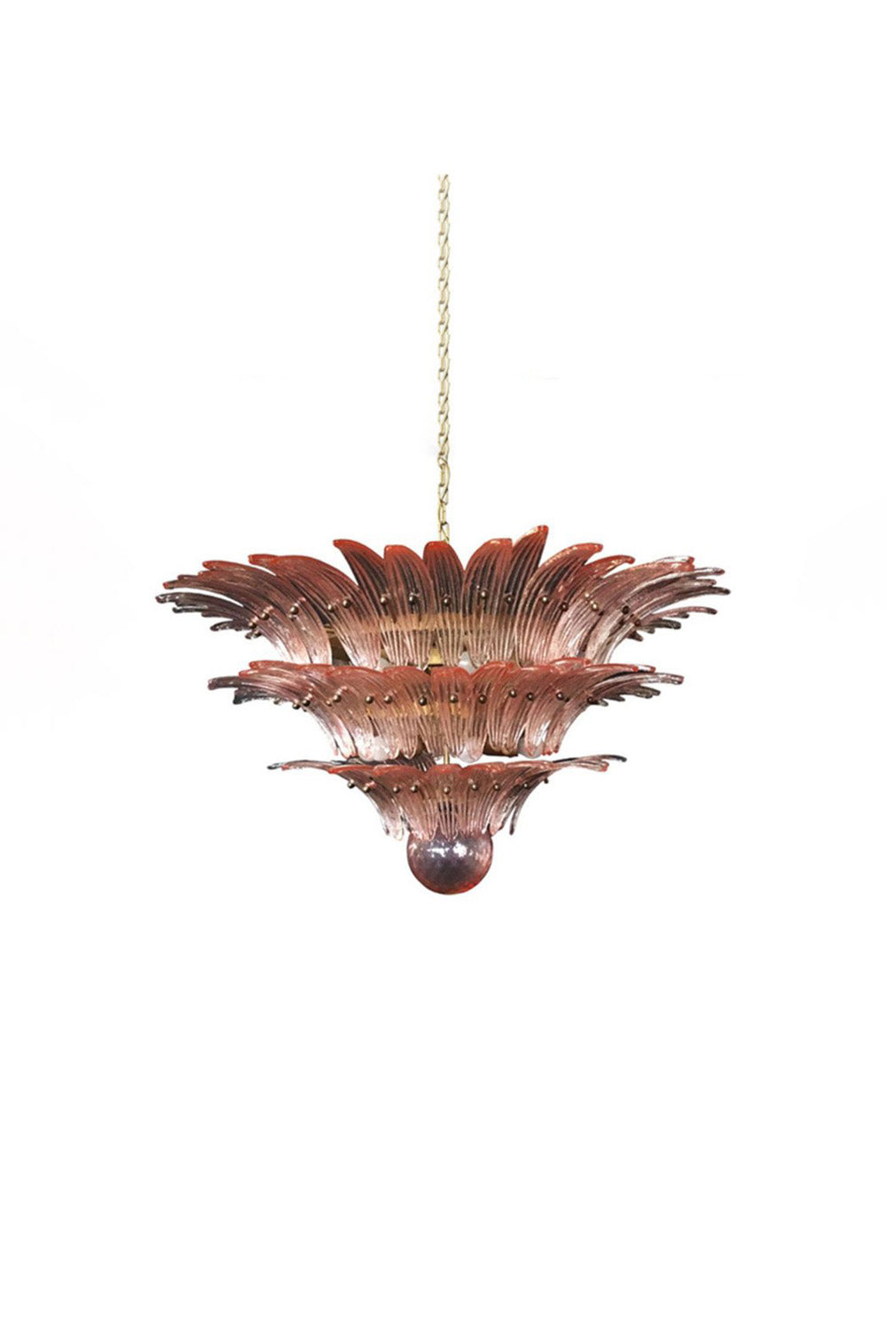 Art Vintage Palm Pink Triple Glass Chandelier | vexalamps