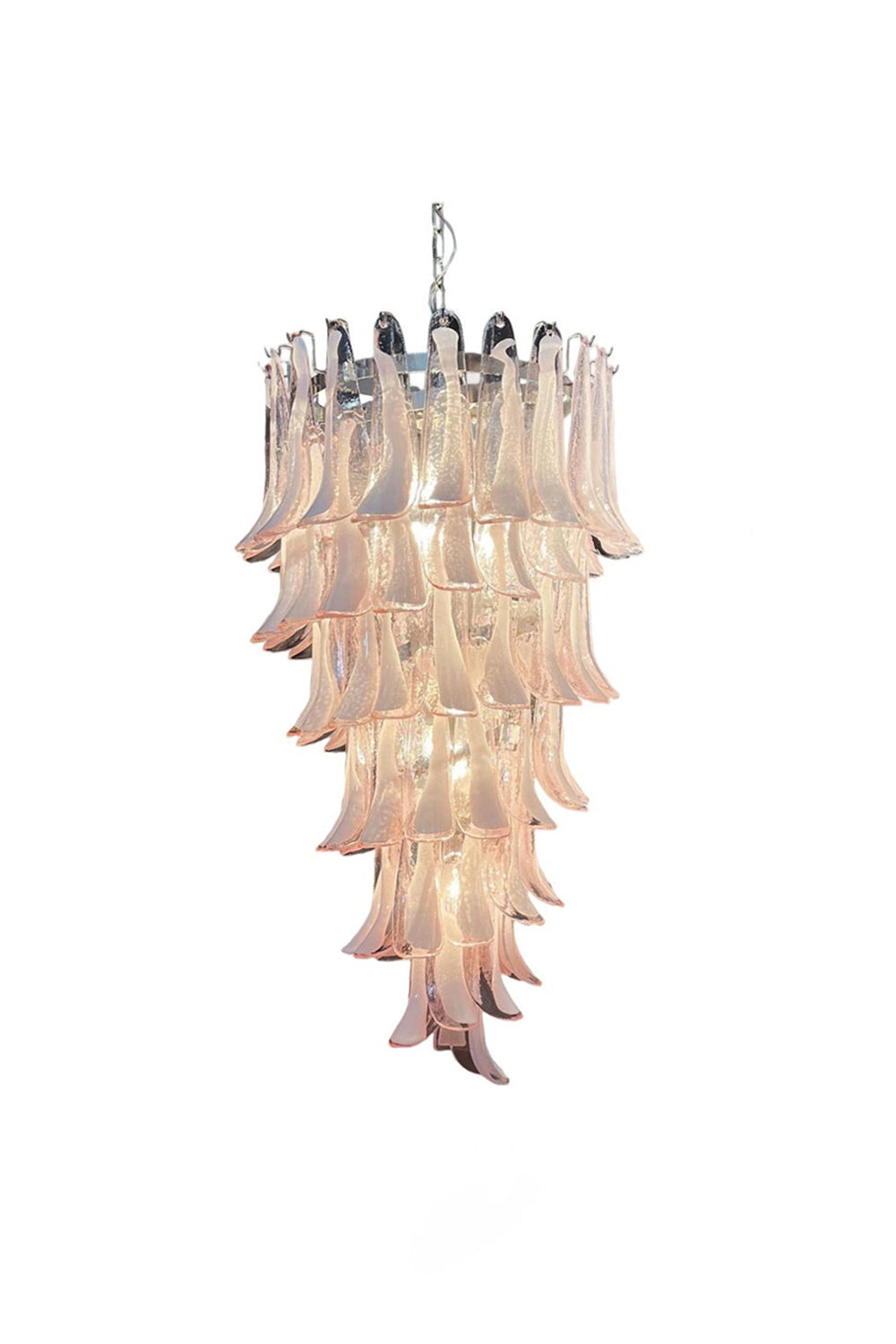 Italian Vintage Pink Spiral Art Chandelier | vexalamps