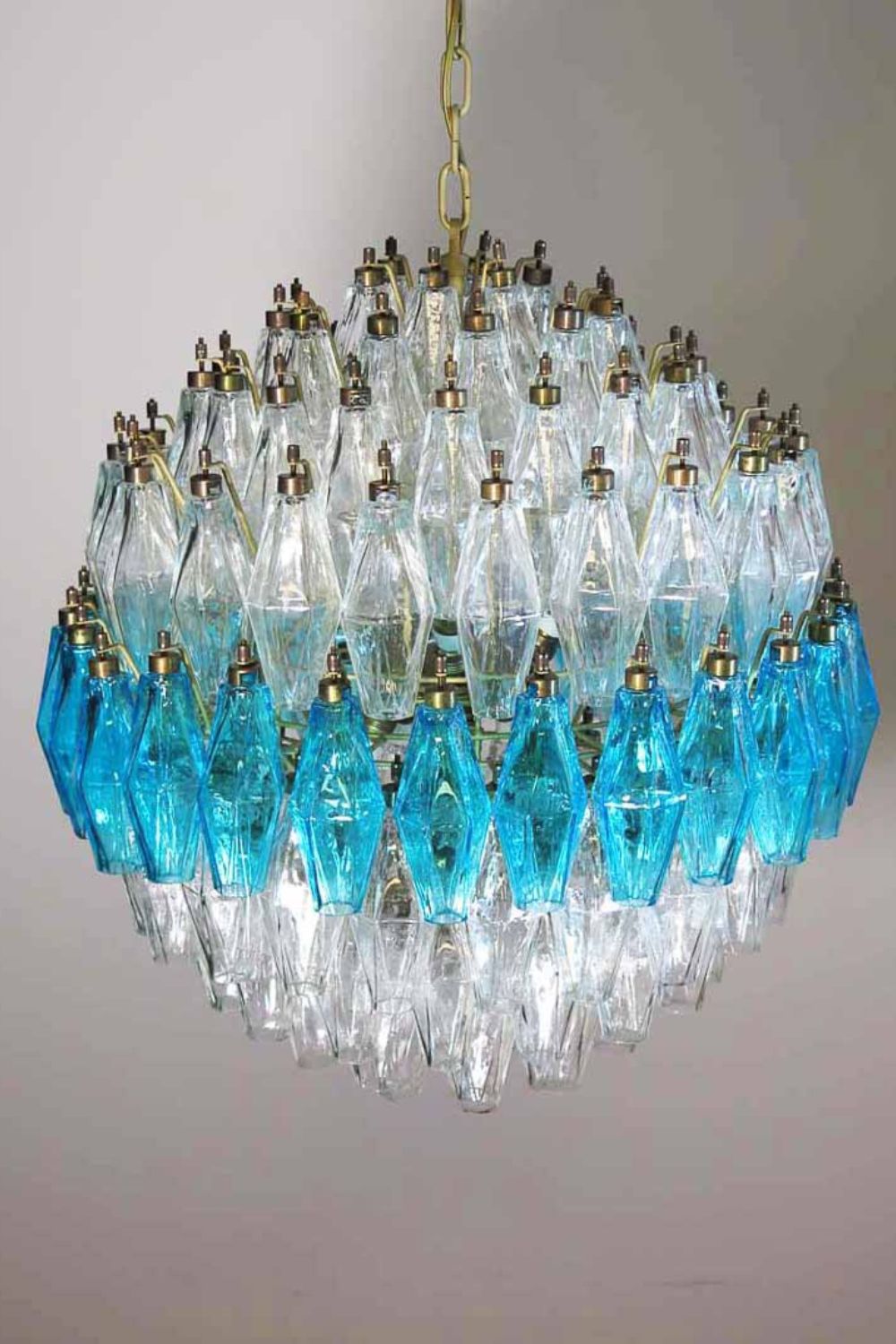 Blue and clear Art glass spherical chandelier - view 10 | vexalamps