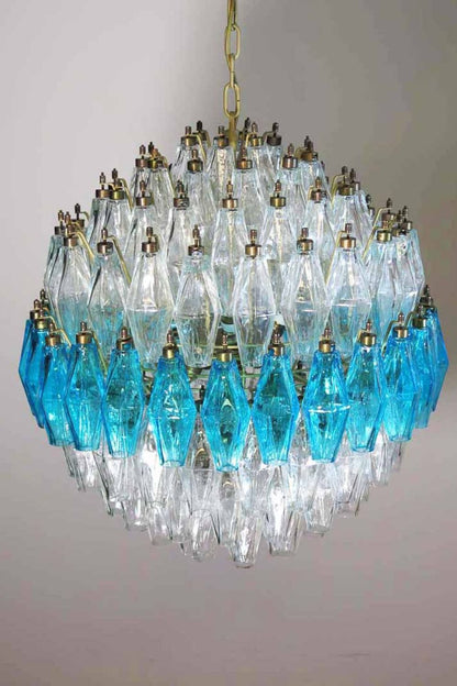 Blue and clear Art glass spherical chandelier - view 10 | vexalamps
