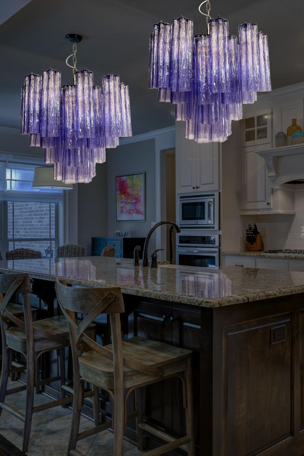 Amethyst Art Glass Pendant Chandelier - view 8 | vexalamps