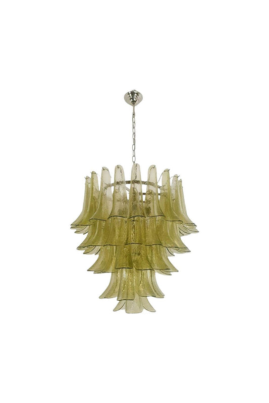 1970s Green Art Glass Petal Chandelier | vexalamps