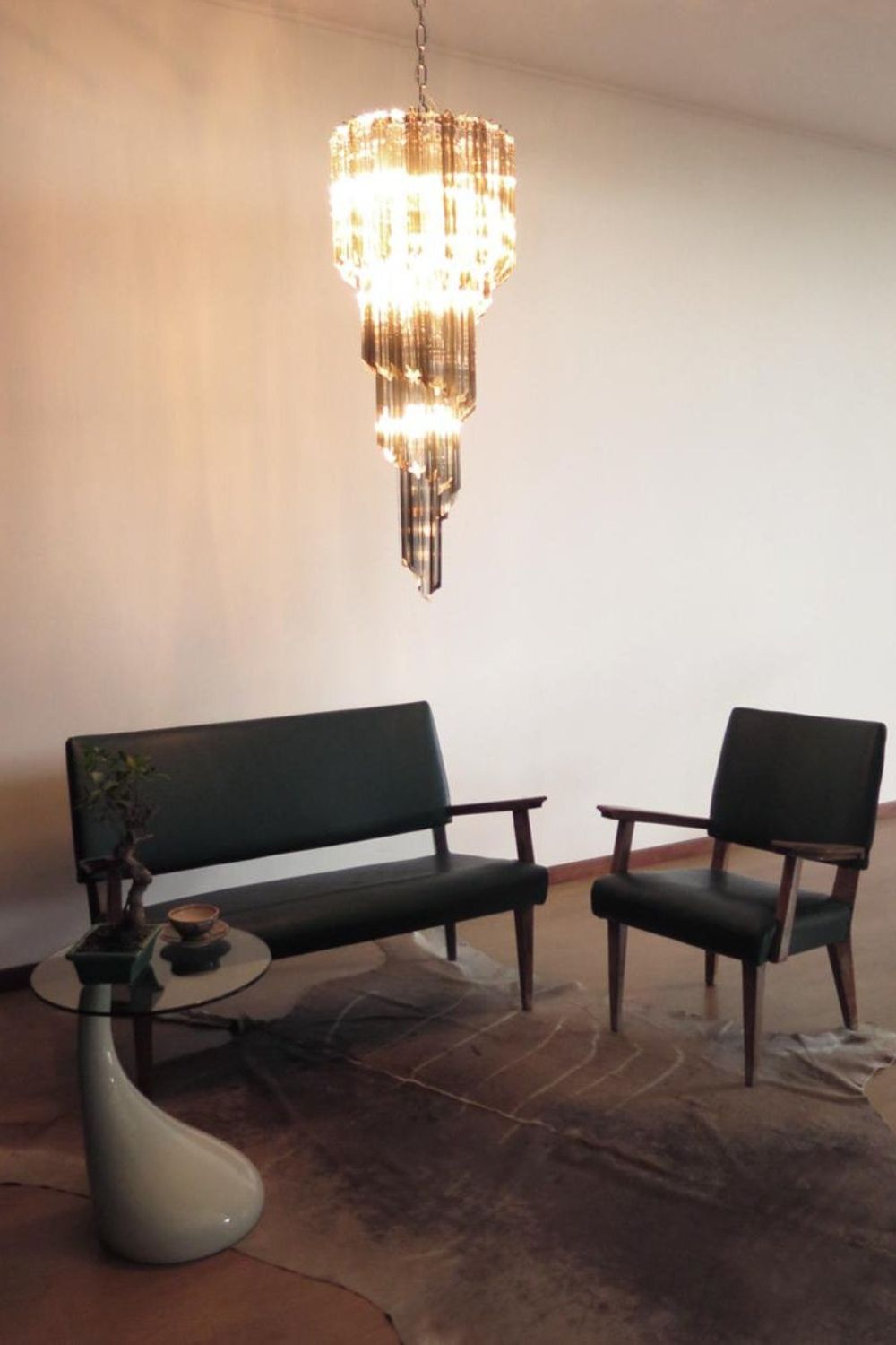 1983 Smoked Glass Prism Chandelier - view 4 | vexalamps
