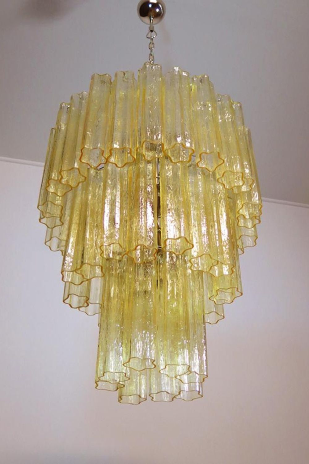 Three-Tier Yellow  Glass Art Chandelier - view 12 | vexalamps
