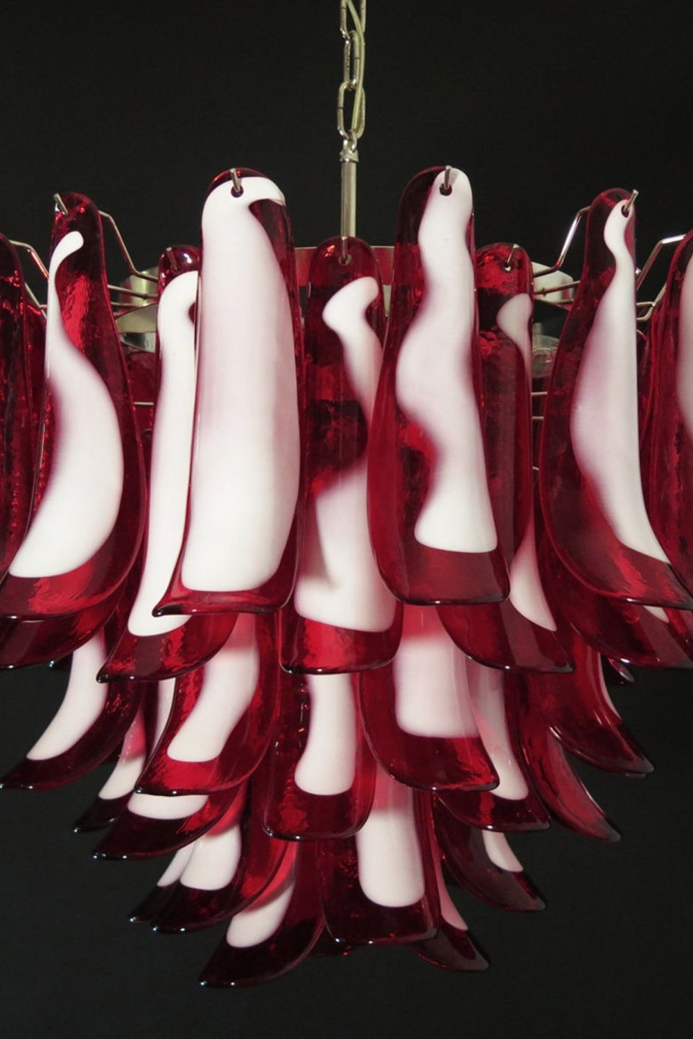 Red Art Glass Petal Chandelier - view 12 | vexalamps