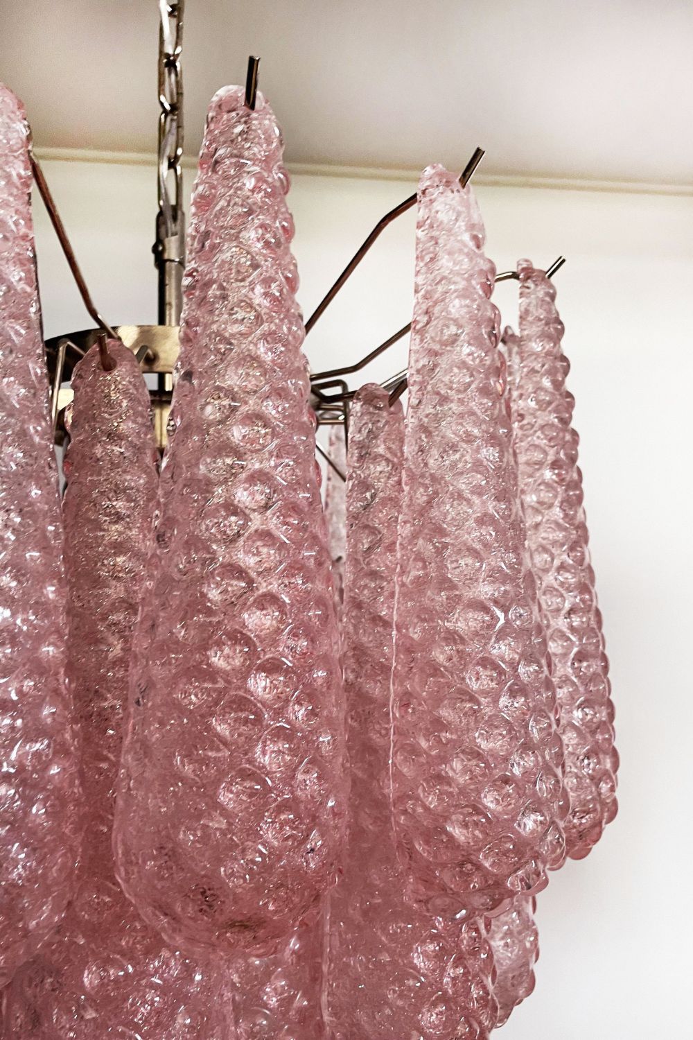 Pink Art Glass Teardrop Chandelier - view 12 | vexalamps