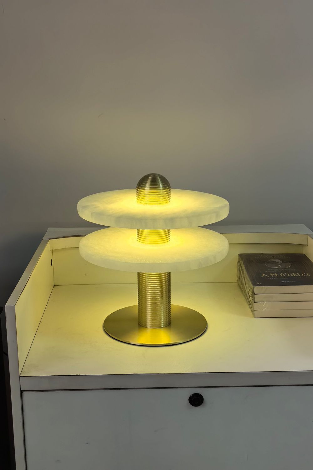 rbit Alabaster Disc Table Lamp - view 3 | vexalamps