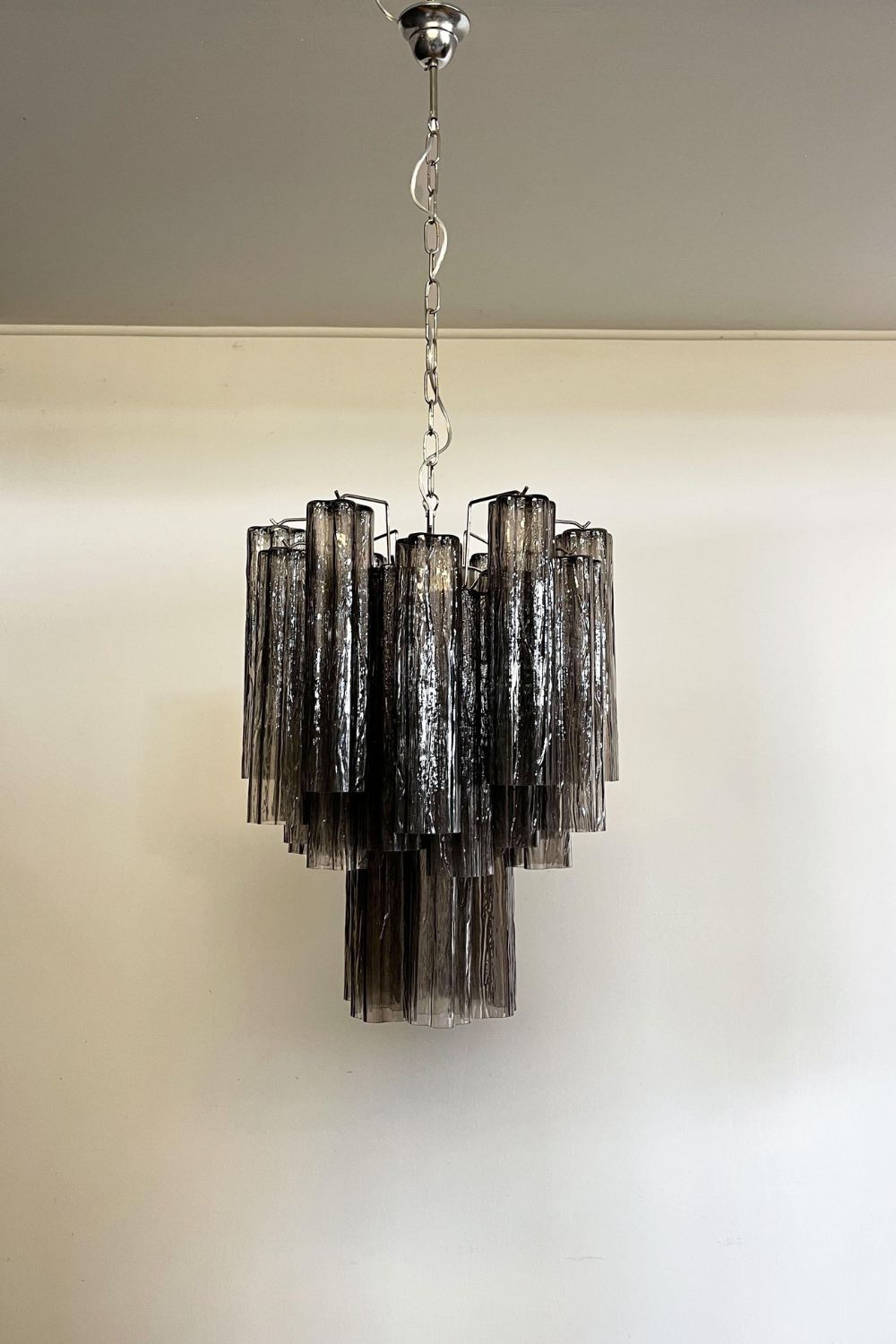 Vintage Smoked Glass Tube Chandelier - view 11 | vexalamps