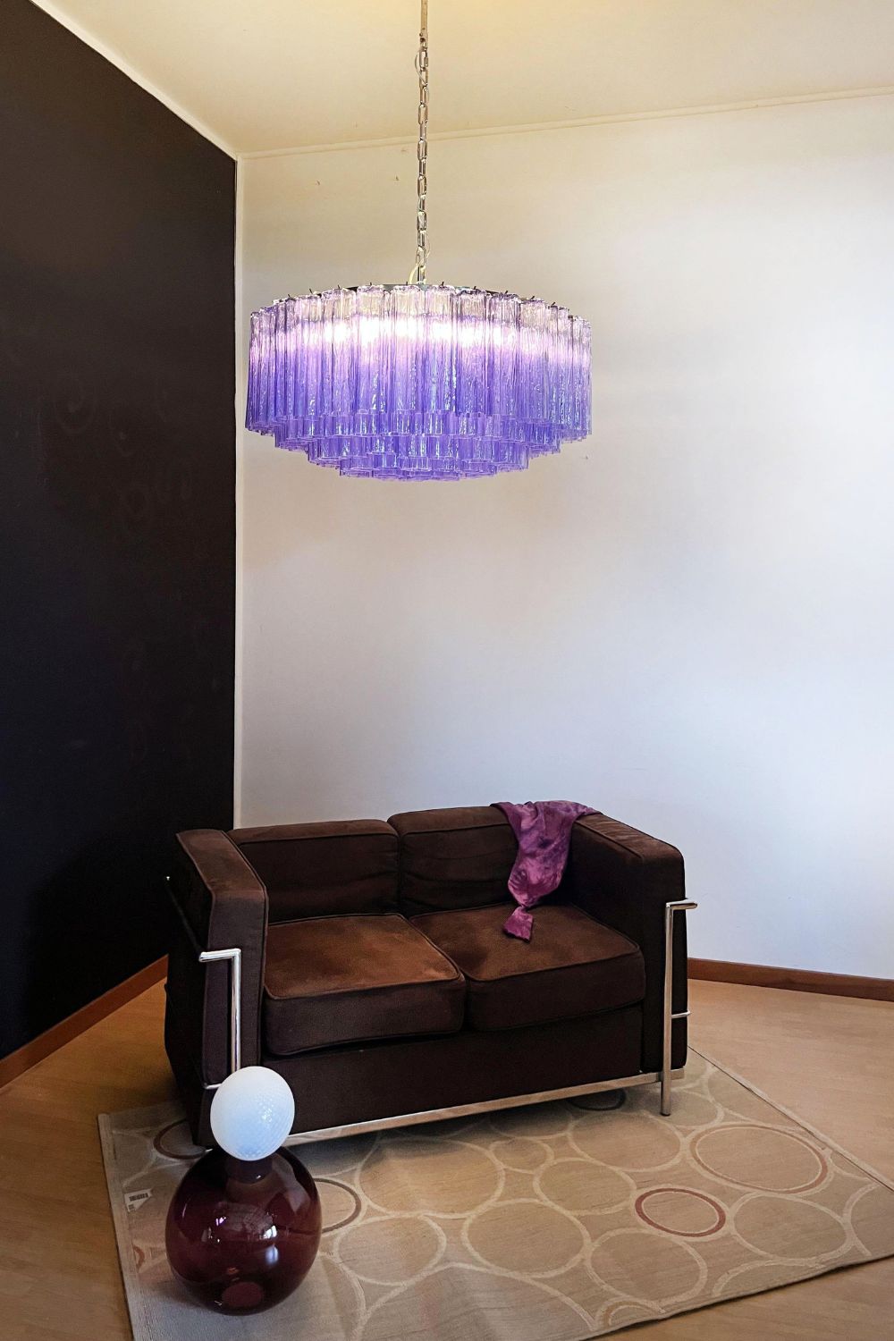 Italian Modernist Purple Art Glass Tube Chandelier - view 10 | vexalamps