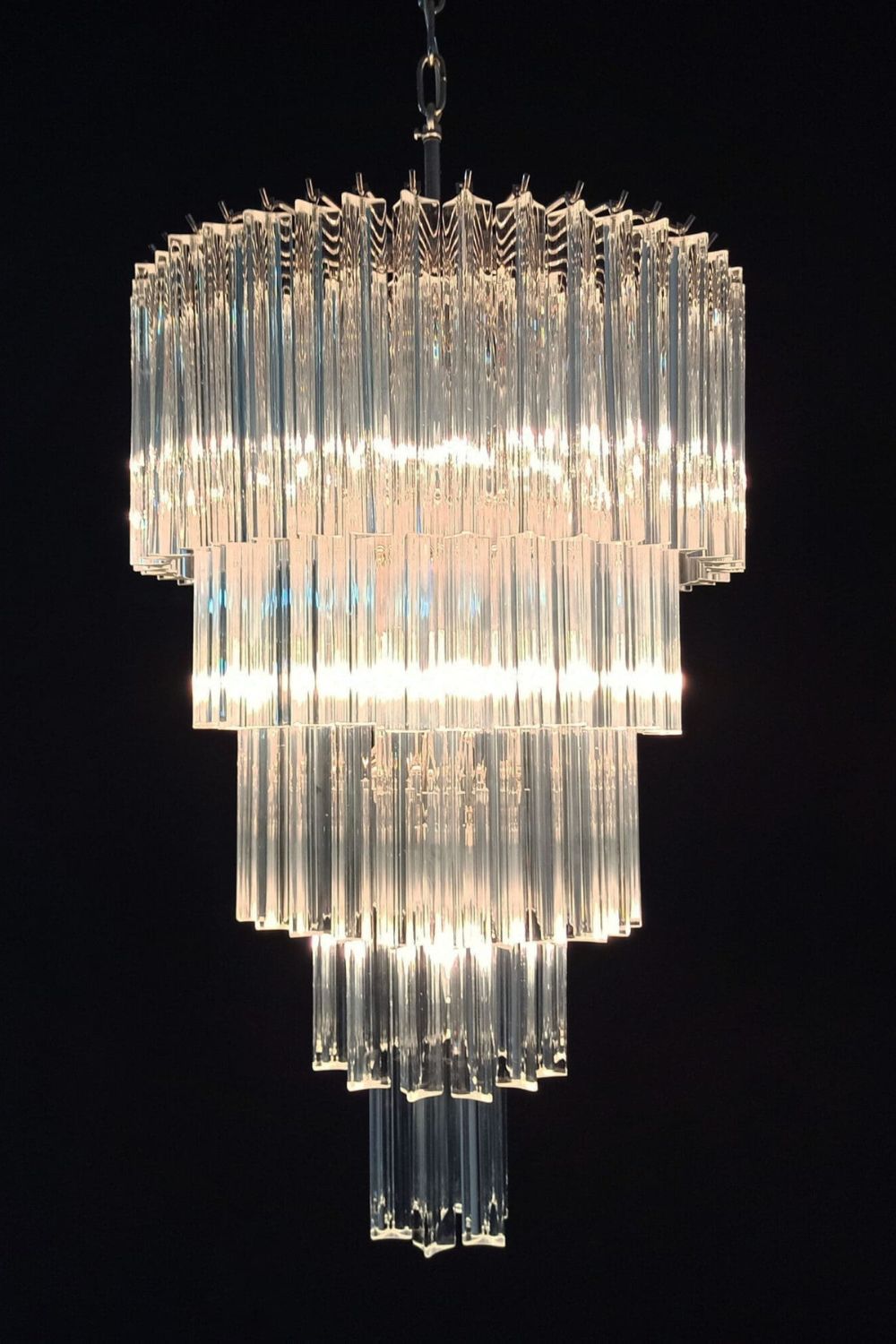 Transparent Art Glass Prism Tiered Chandelier - view 7 | vexalamps