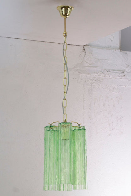 Italian Green Glass Tube Chandelier - view 2 | vexalamps