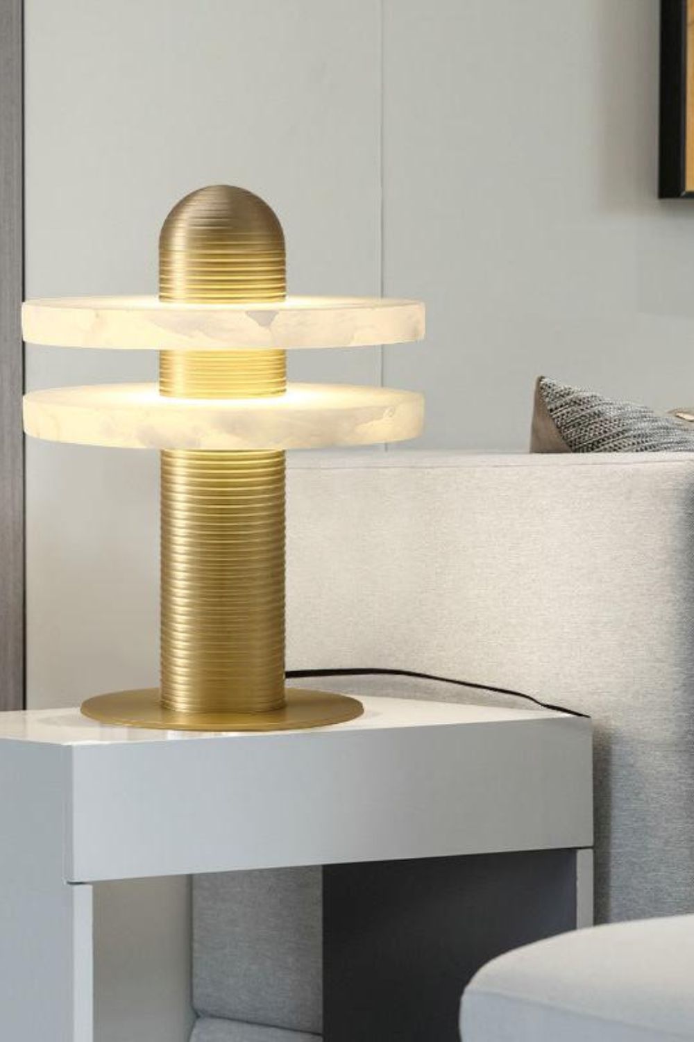 rbit Alabaster Disc Table Lamp - view 8 | vexalamps