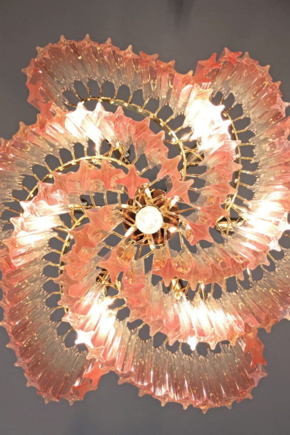 Vintage Pink Art Quadriedri Prism Chandelier - view 10 | vexalamps