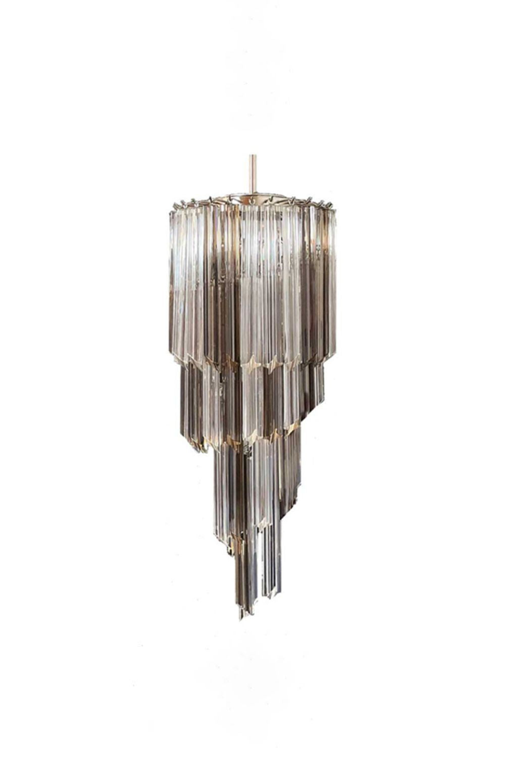 Vintage Smoked Art Glass Prism Spiral Chandelier | vexalamps