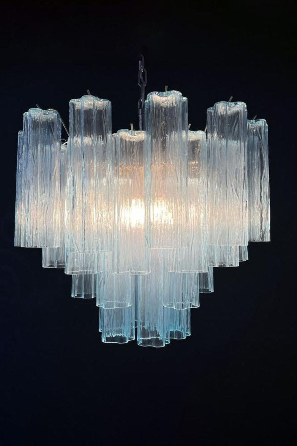 1990s Art blue glass tube chandelier - view 12 | vexalamps