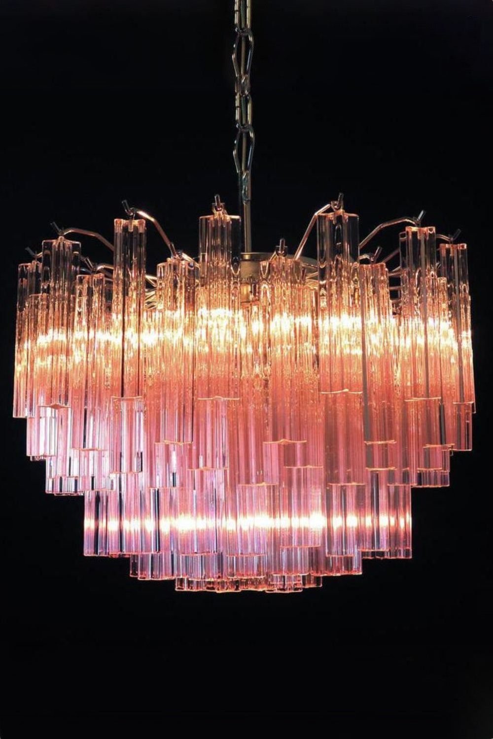 Venetian Pink Crystal Tube Art Chandelier - view 6 | vexalamps