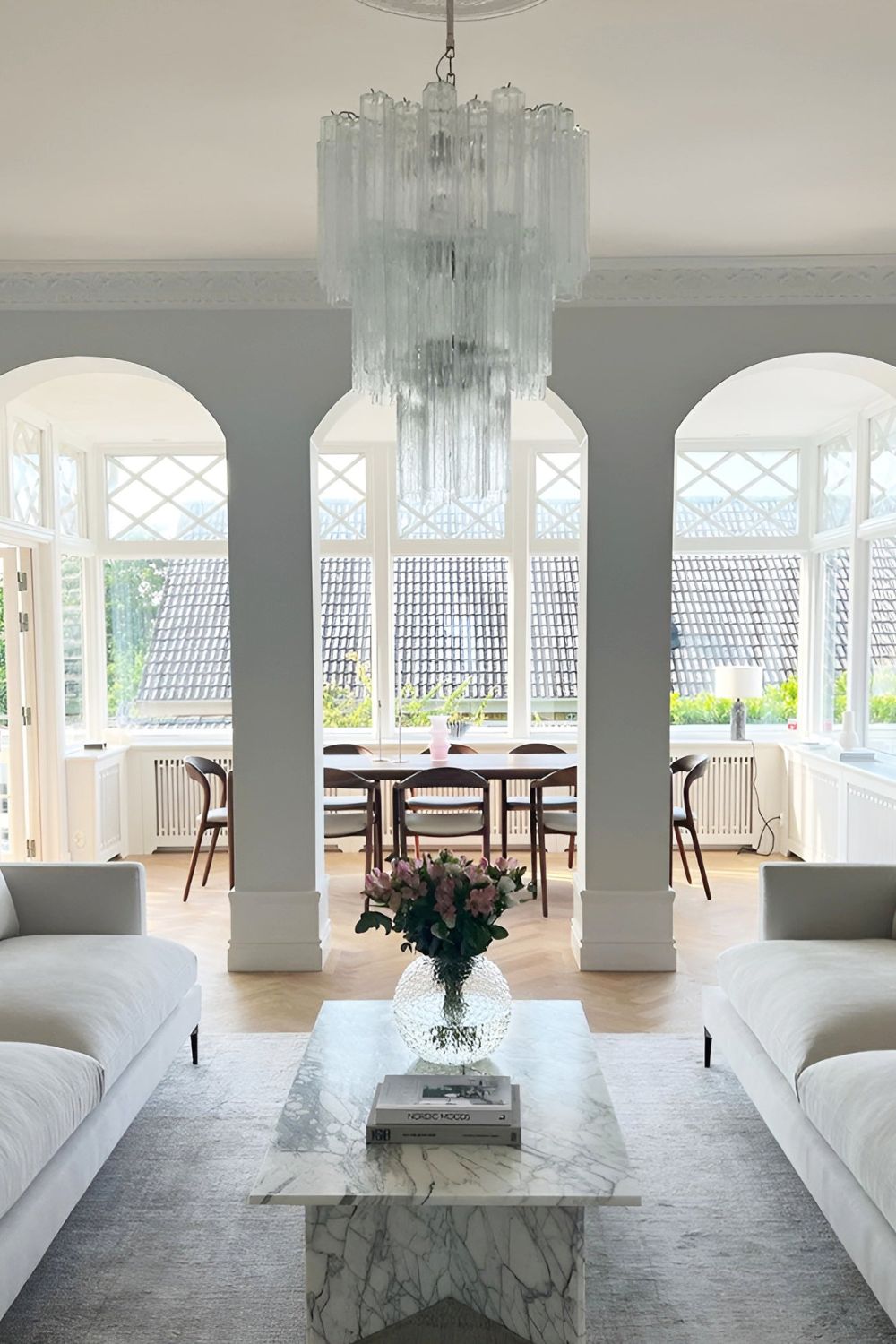 Art Venetian Clear Glass Tube Chandelier - view 4 | vexalamps