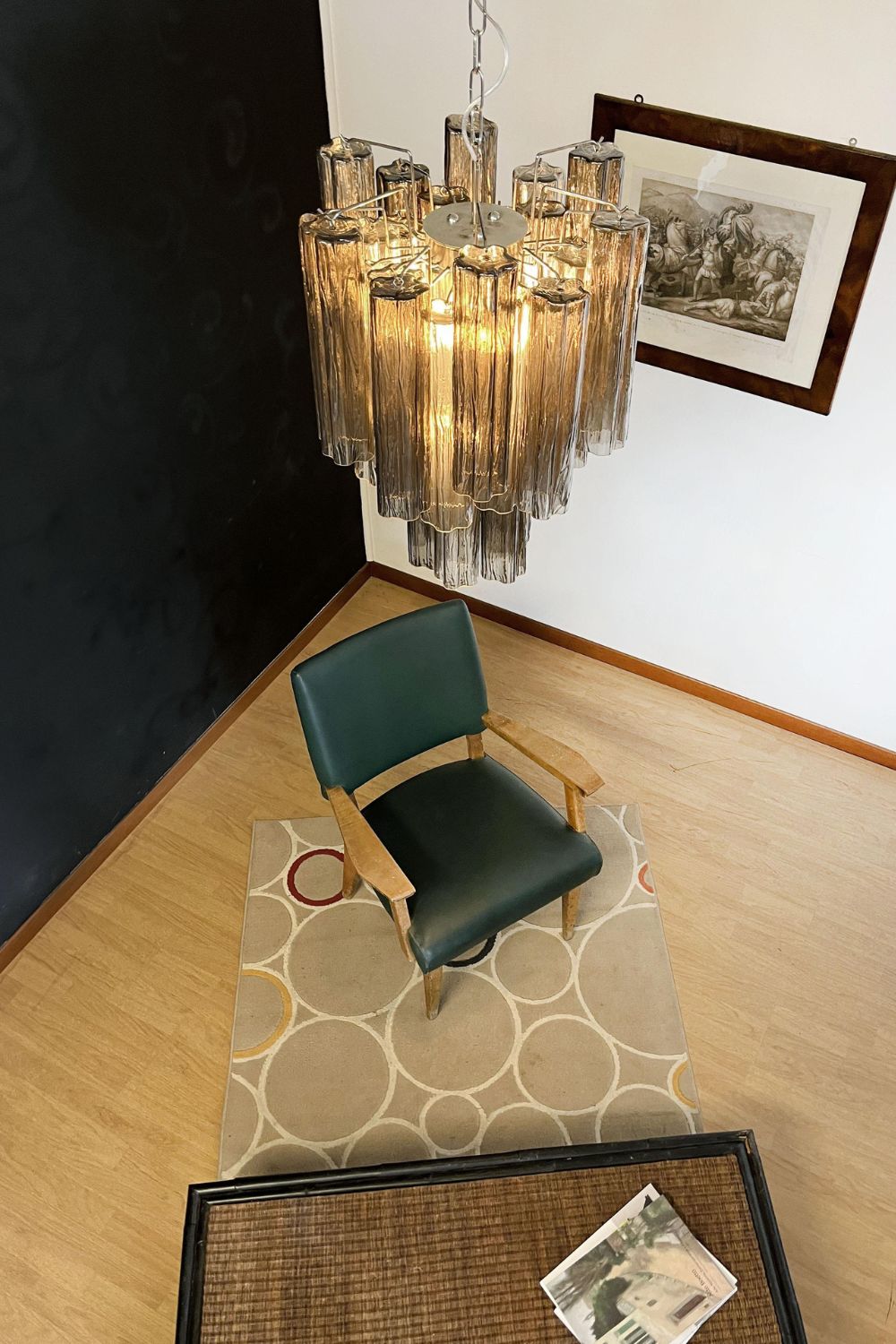 Vintage Smoked Glass Tube Chandelier - view 6 | vexalamps
