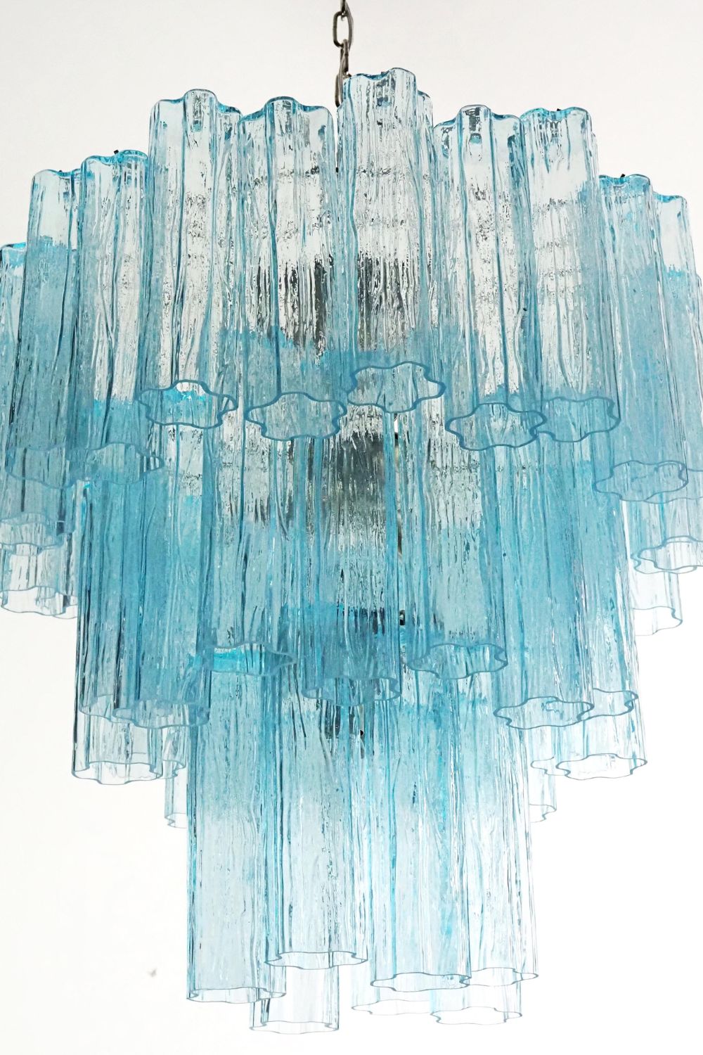 Three-tier Art Venetian blue glass chandelier - view 13 | vexalamps
