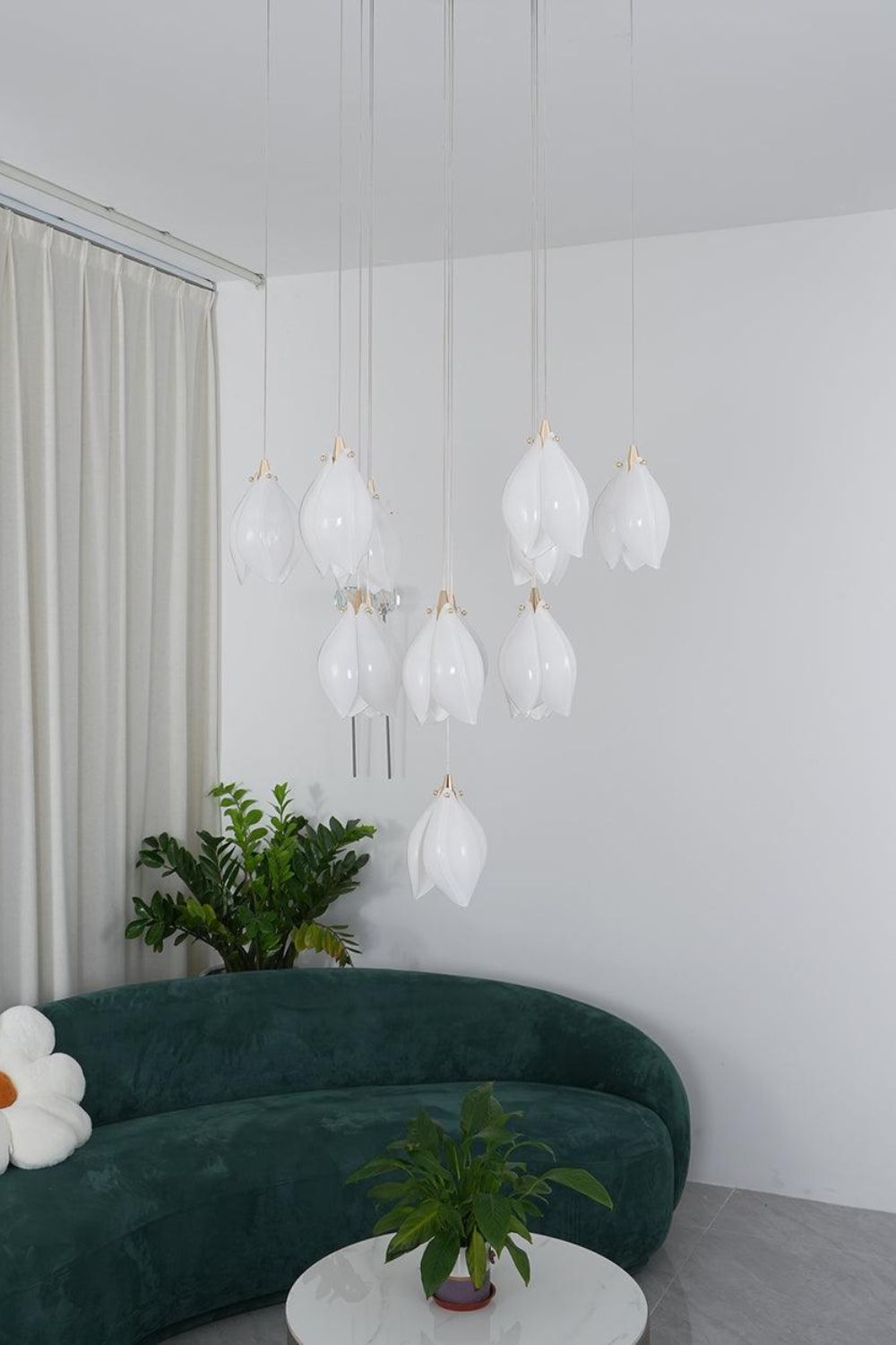 Gold Stem Ceramic Flower Chandelier - view 7 | vexalamps